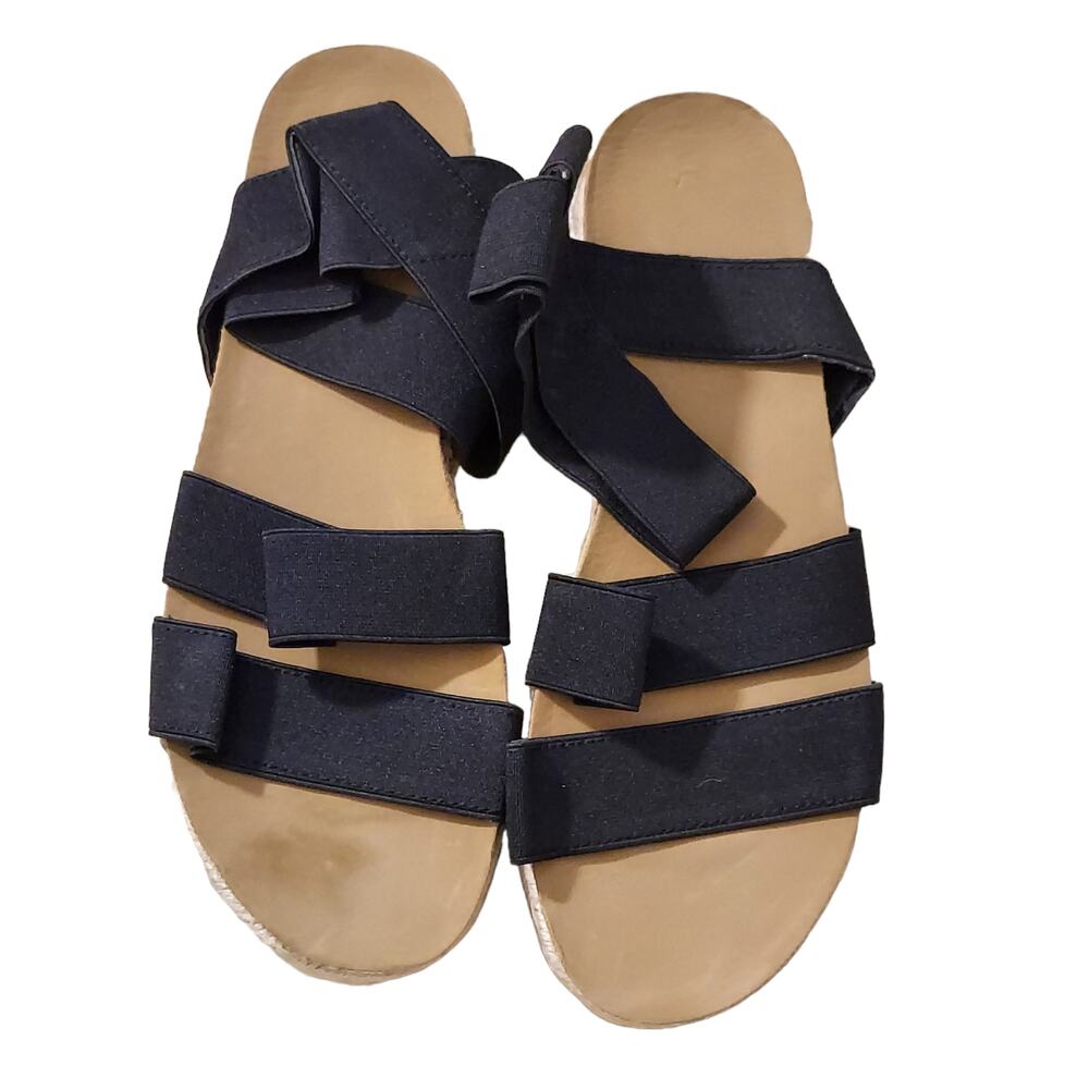 Espadrilles Platform Wedge Sandals Womens Size 9 Double Elastic Strap Open Toe
